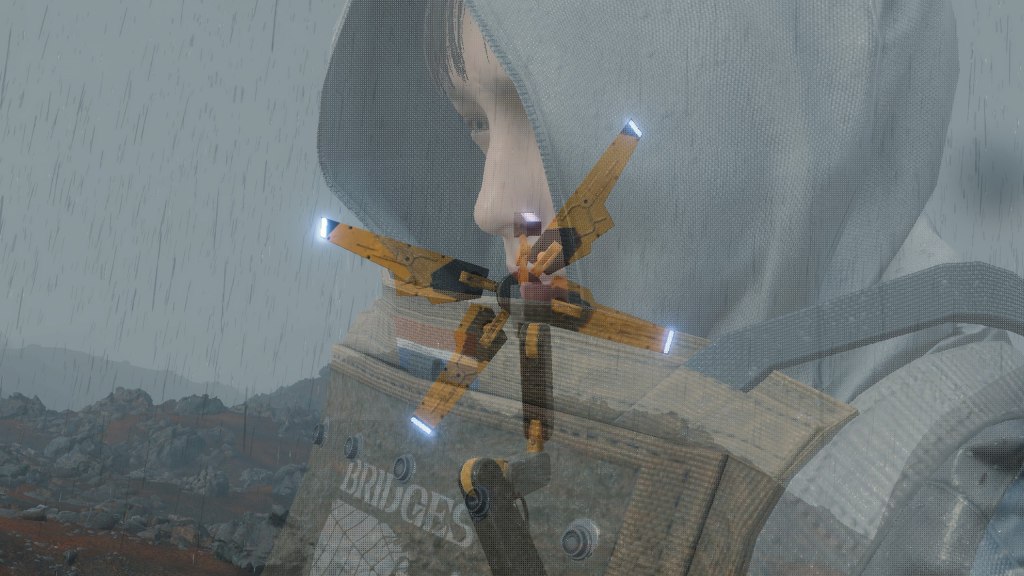 A spectral image of a women's face with a gadget juxtaposed behind it.