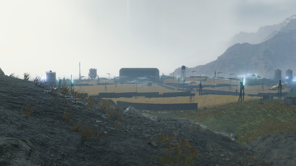 An in-game image from Death Stranding of the Timefall Farm.